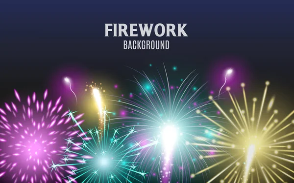 Banner de férias de celebração com fogos de artifício festivos ilustração vetorial realista . —  Vetores de Stock