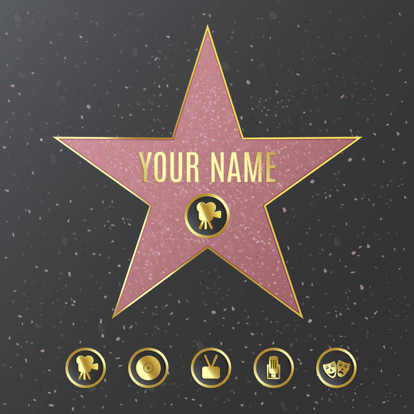 Hollywood walk of fame star name template - realistic mockup
