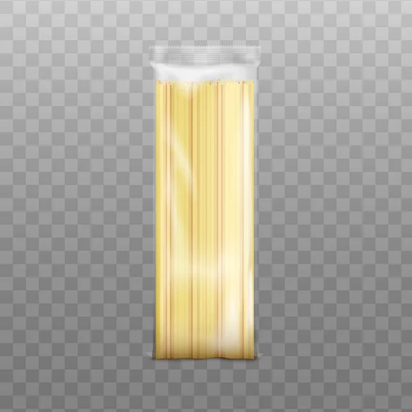Spaghetti lange pasta verpakking template, realistische vector illustratie geïsoleerd. — Stockvector