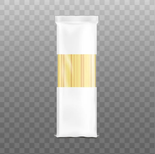 Modèle d'emballage vierge de pâtes spaghetti illustration vectorielle réaliste isolé . — Image vectorielle