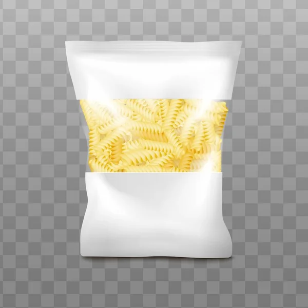 Mockup of blank spiral pasta package realistic vector illustration isolated. — Stock Vector