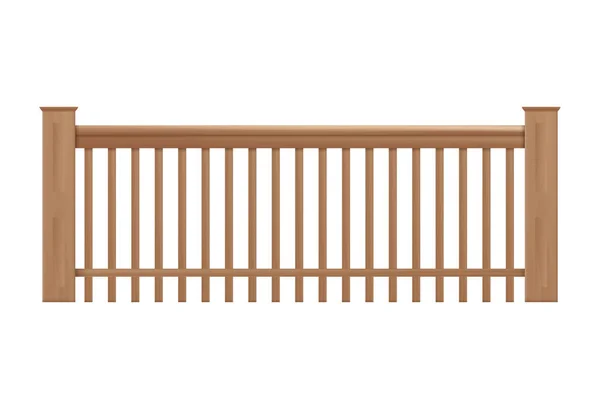 Wooden handrails, banister or fencing realistic vector illustration isolated. — Stock Vector