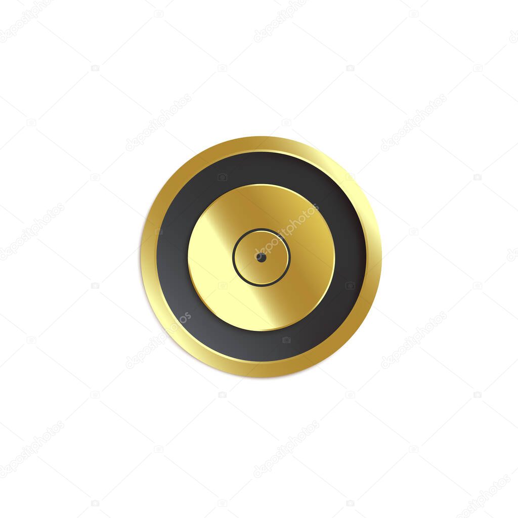 Hollywood fame sign of phonograph record realistic vector illustration isolated.