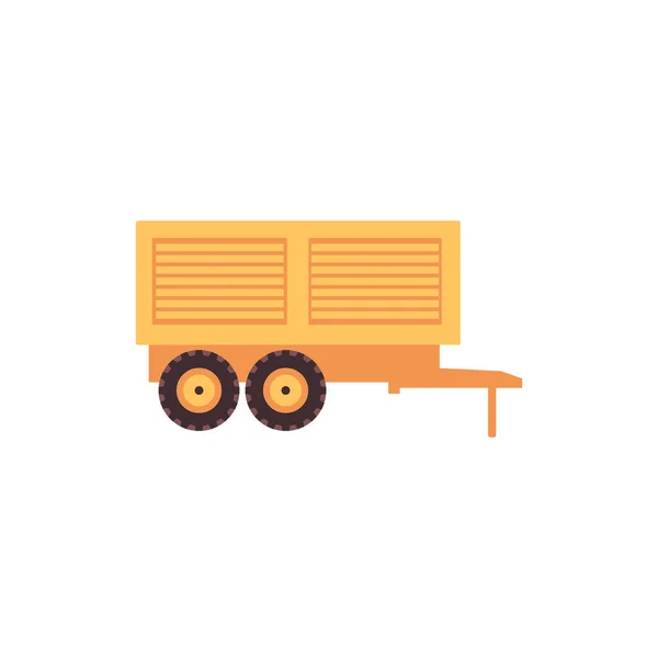 Vontatókocsi vagy pótkocsi a traktor ikonjához, sík vektor illusztráció elválasztva. — Stock Vector
