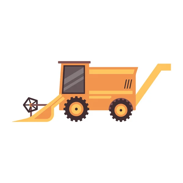 Camión cosechador amarillo aislado sobre fondo blanco — Vector de stock