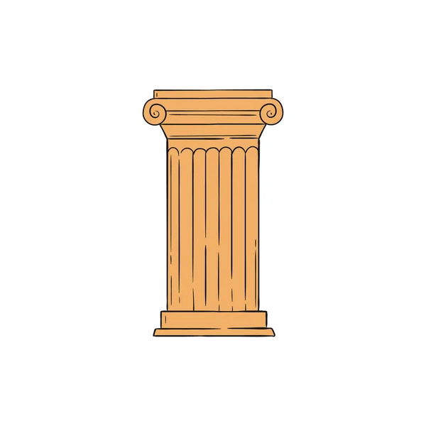 Κλασική στήλη Αρχαία Ελλάδα - κοντός κίτρινος πυλώνας — Διανυσματικό Αρχείο