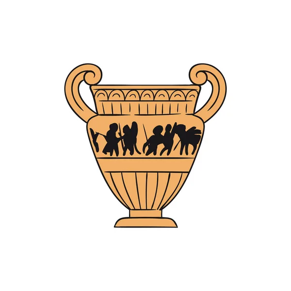 Anfora greca antica terracotta vettoriale illustrazione in stile schizzo isolato . — Vettoriale Stock