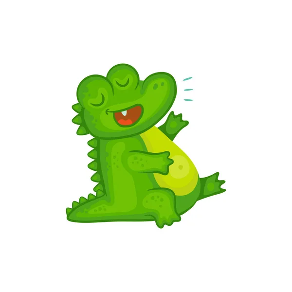 Cartoon character laughing crocodile or alligator vector illustration isolated. — Stock Vector