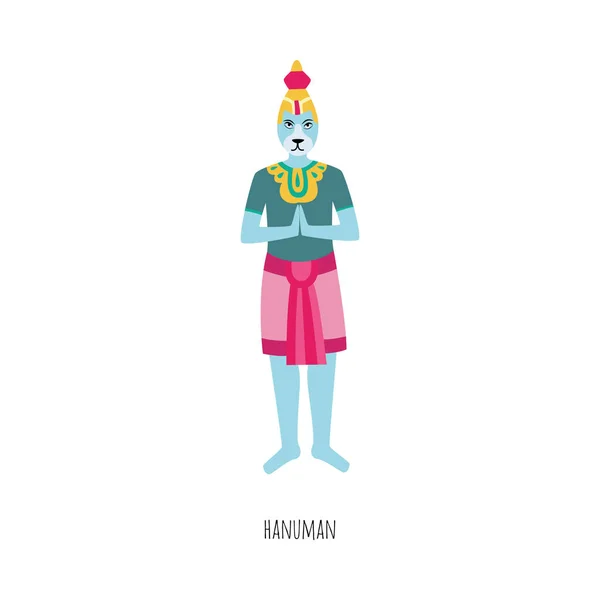Rajzfilm Hanuman - hindu isten ereje és kék isteni majom — Stock Vector
