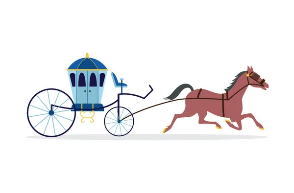 Retro häst vagn ikon eller symbol, platt vektor illustration isolerad på vit. — Stock vektor