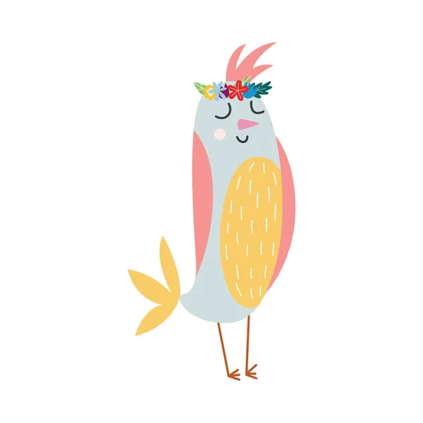 Śmieszne papuga papuga ptak kreskówka postać płaski wektor ilustracja izolowane. — Wektor stockowy