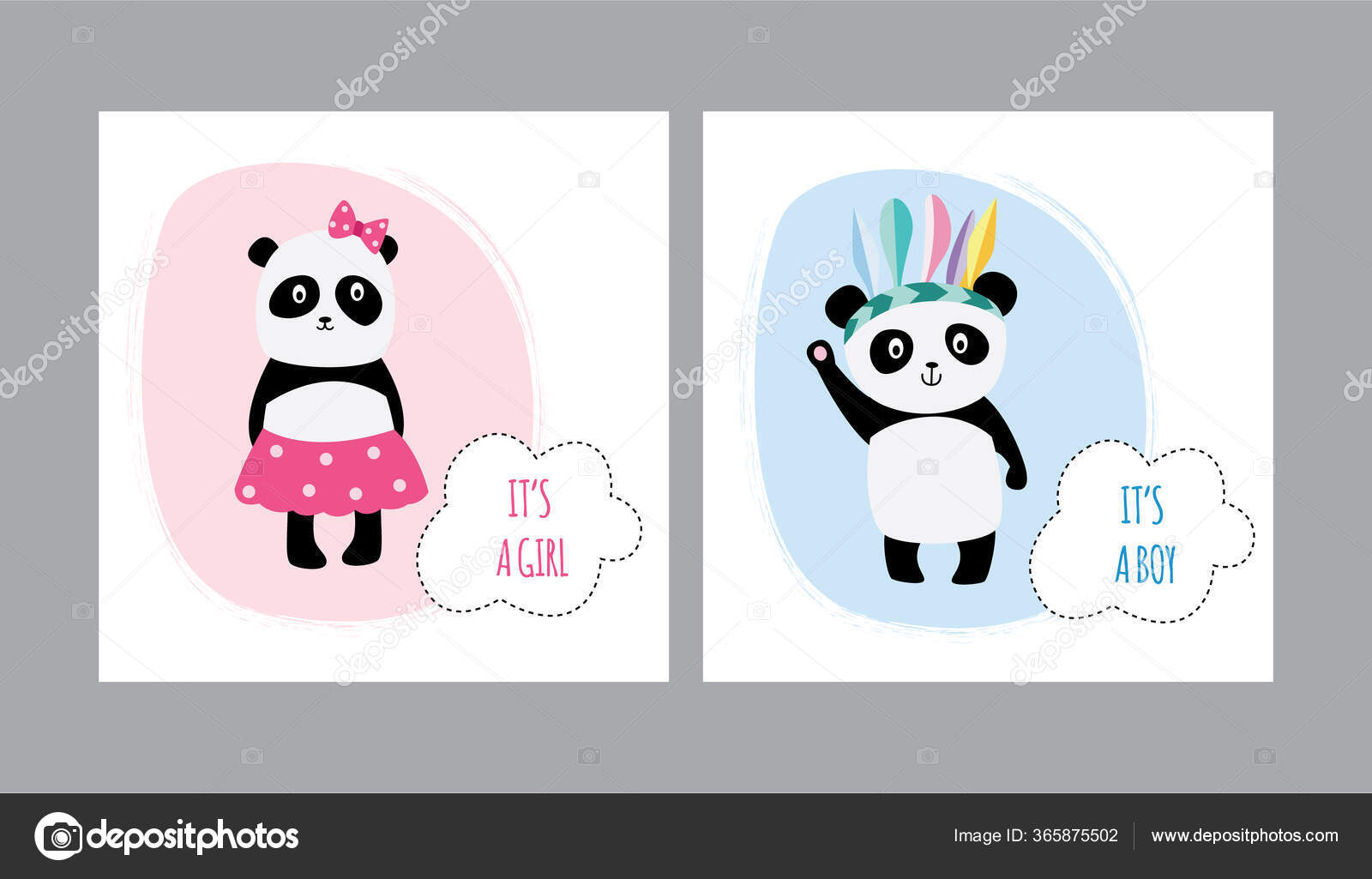 Its a girl or boy - pink and blue panda card set for baby gender reveal Stock Vector Image by ©Sabelskaya #365875502 Its a girl or boy - pink and blue panda card set for baby gender reveal Stock Vector Image by ©Sabelskaya #365875502