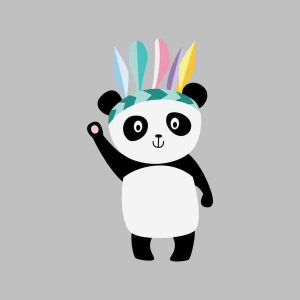 Bonito panda urso personagem comprimento total, desenho animado ilustração vetorial isolado . —  Vetores de Stock