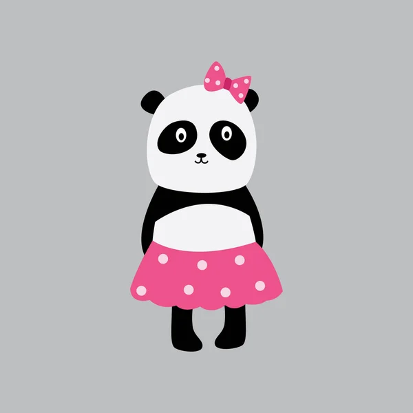 Pegatina de panda de niña o parche de moda, ilustración vectorial de dibujos animados aislada . — Vector de stock