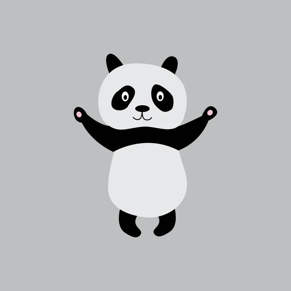 Standing panda full length cartoon character, flat vector illustration isolated. — Stock Vector