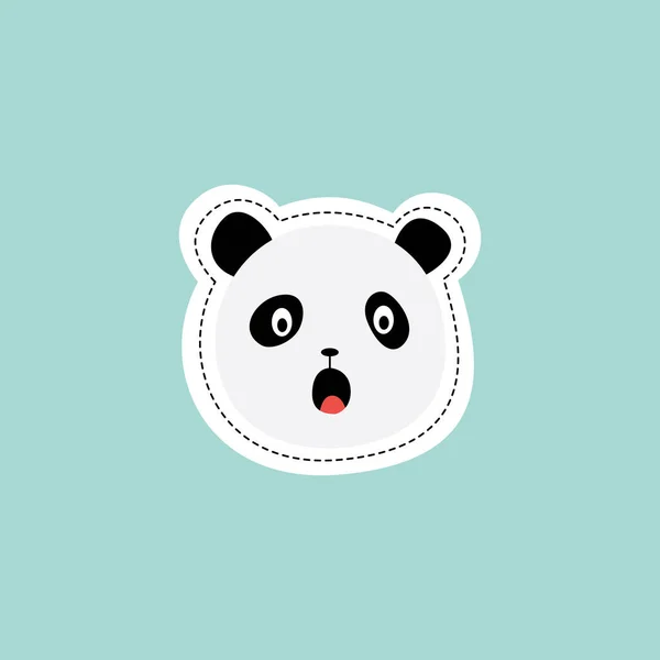 Lindo oso panda con cara sorprendida, animal de dibujos animados conmocionado aislado — Vector de stock