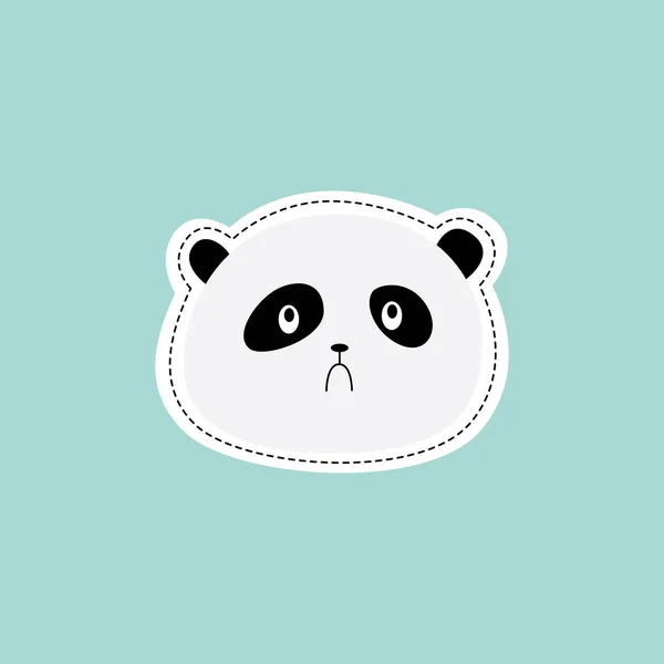 Etiqueta de rosto de panda triste bonito - cabeça de animal de desenhos animados isolado — Vetor de Stock
