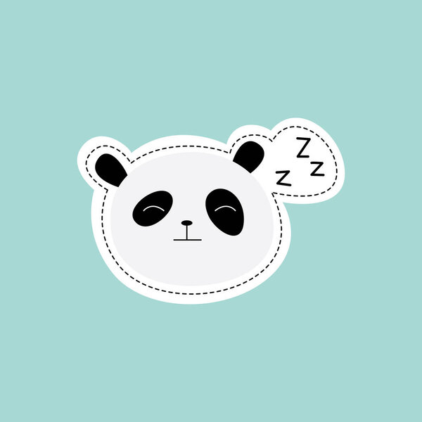 Cartoon panda sleeping - cute sticker of baby animals head