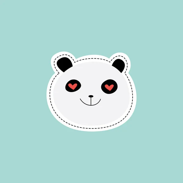 Lindo panda de dibujos animados con ojos de corazón - pegatina aislada con animal enamorado . — Vector de stock