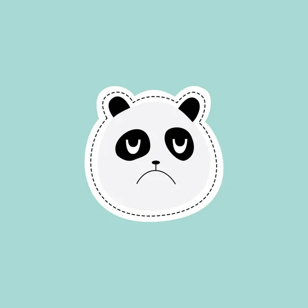 Panda face with unhappy expression sticker design, vector illustration isolated. — Stock Vector