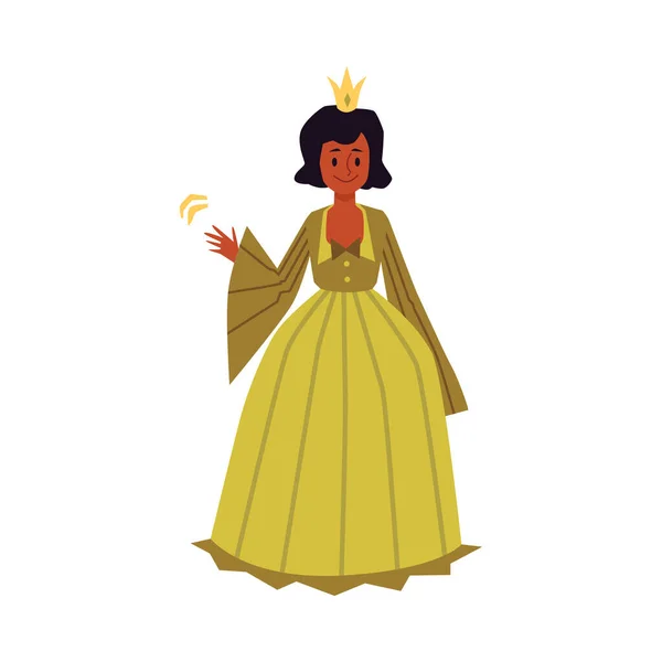 Menina afro-americana em princesa traje plana vetor ilustração isolado . —  Vetores de Stock