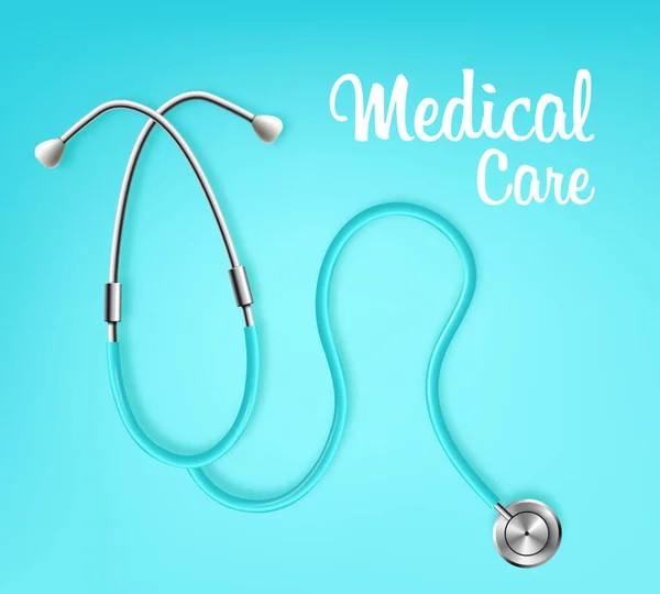 Medicinsk vård banner mall med stetoskop, realistisk vektor illustration. — Stock vektor