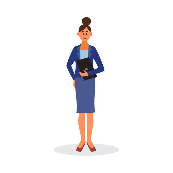 Isolated cartoon businesswoman - female business worker in suit — Stock Vector