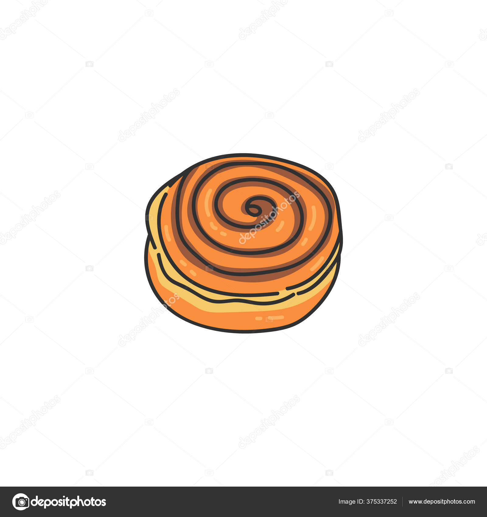 Cinammon Redemoinho Ícone Cartoon Vector. Roll Bun. Bolo Doce