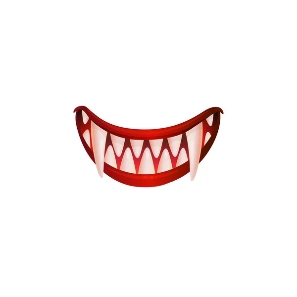 Vampirmonster lächeln oder Teufelsmund, realistische Vektorillustration isoliert. — Stockvektor