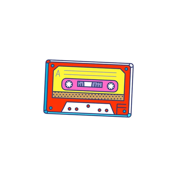 Ретро аудио кассета мультфильм икона поп-арта, эскиз векторная иллюстрация изолирована. — стоковый вектор