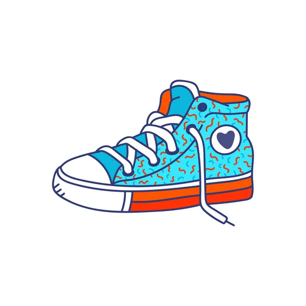 Färgglada mode sneakers tecknad ikon, skiss vektor illustration isolerad. — Stock vektor