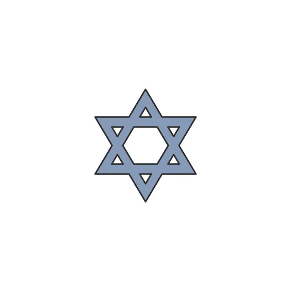 Ilustración simbólica azul Magen David Star icono de dibujos animados vector aislado . — Vector de stock