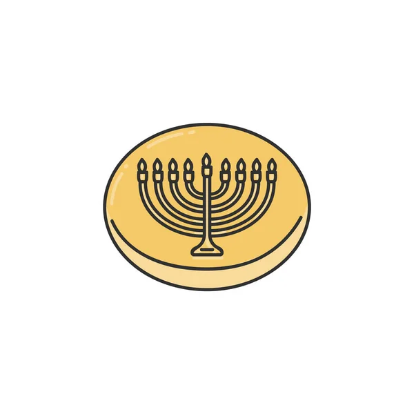 Hanoucca célébration pièce avec menorah dessin animé vecteur illustration isolé . — Image vectorielle