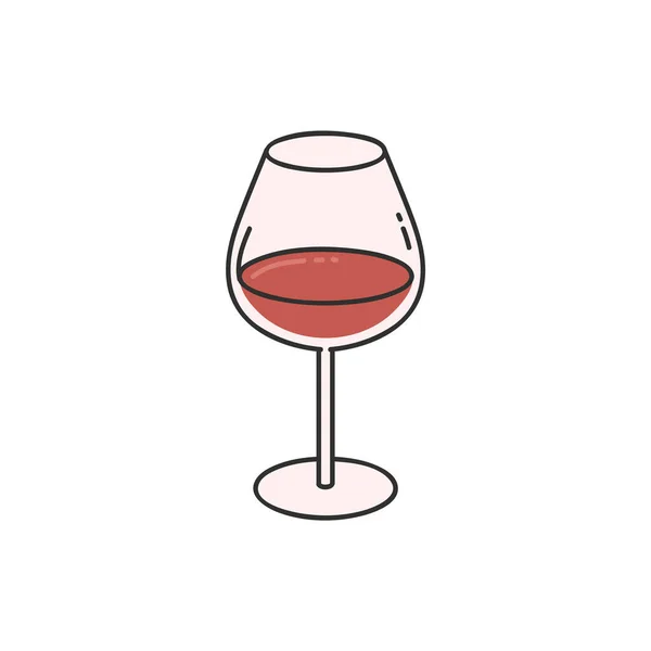 Weinglas mit Rotwein Cartoon Skizze Symbol Vektor Illustration isoliert. — Stockvektor