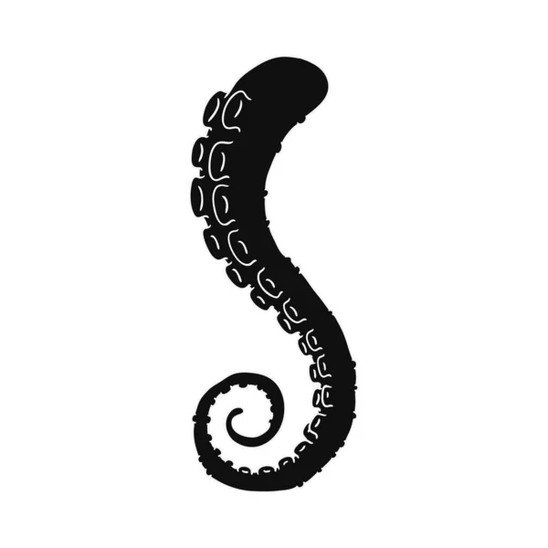 Aparte octopus tentakel - geïsoleerd zwart silhouet op witte achtergrond. — Stockvector