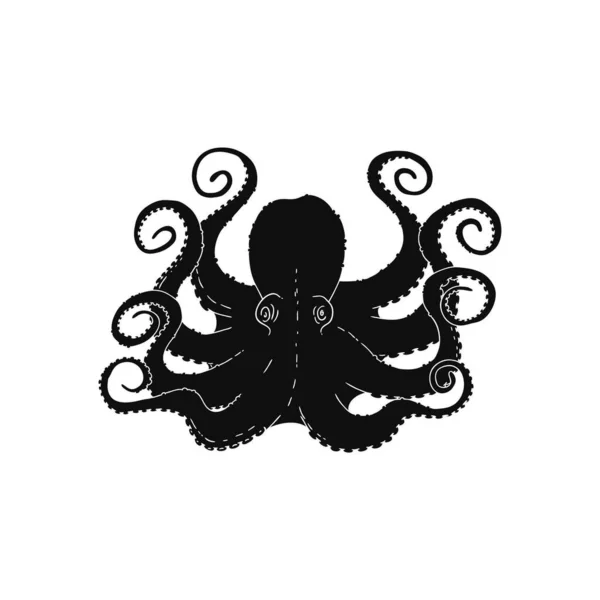 Octopus of pluimvee zwarte contour icoon, vector illustratie geïsoleerd op wit. — Stockvector