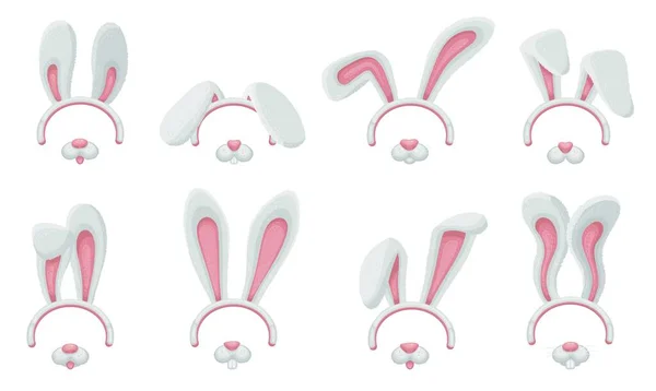 Urechi drăguțe de iepuraș și set de filtru nas pentru aplicația foto amuzantă de social media — Vector de stoc