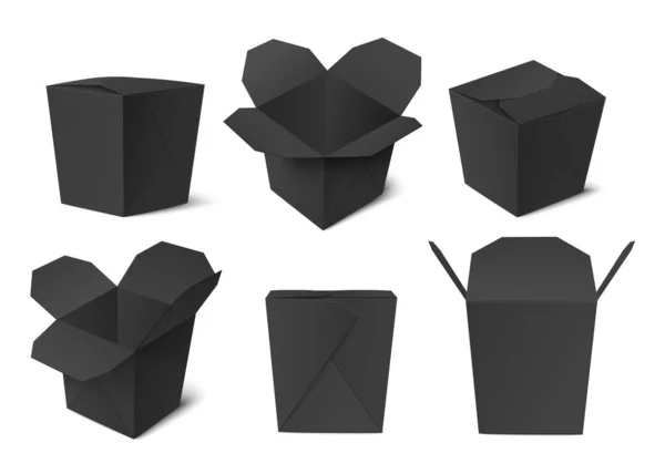 Uppsättning hämtmat lådor mallar, realistisk vektor illustration isolerad. — Stock vektor