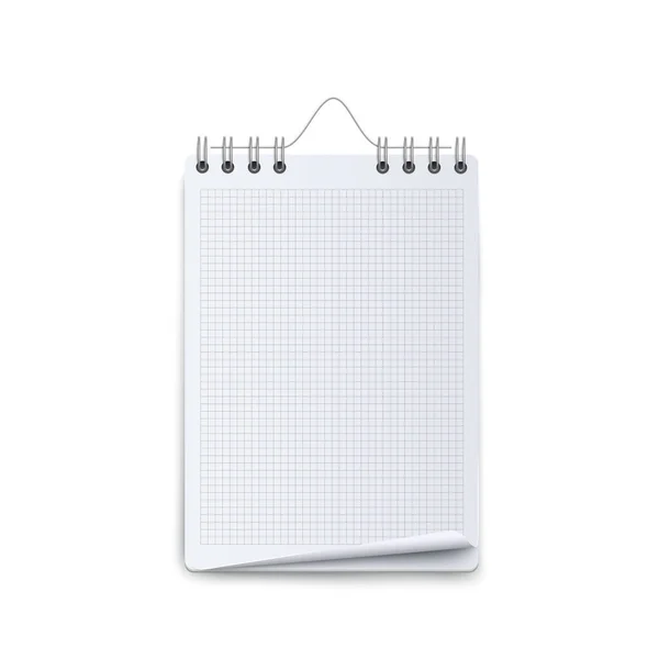 Blank calendar mockup με λευκό γράφημα και σπειροειδή σύνδεση καλωδίων — Διανυσματικό Αρχείο