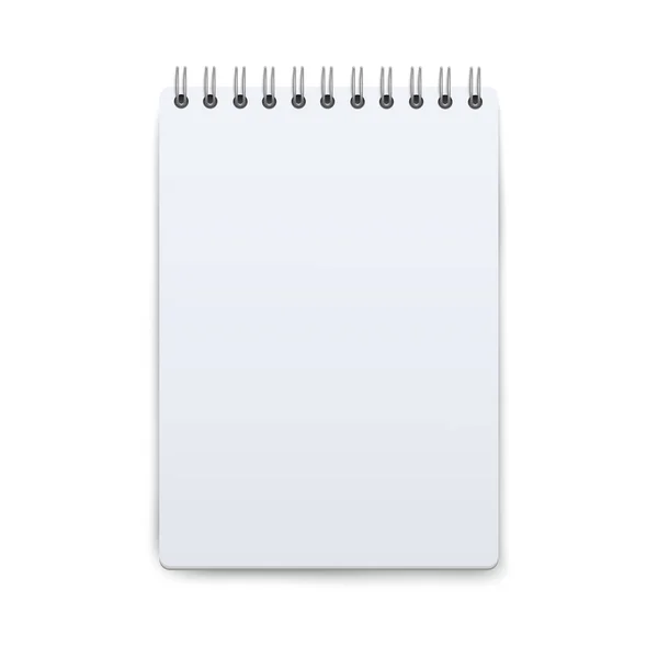 Modèle de bloc-notes ouvert sur papier blanc, petit carnet de notes de poche comme modèle de message texte — Image vectorielle