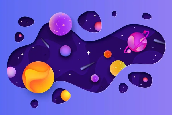 Space Galaxie Elemente in Website-Header oder Banner flache Cartoon-Vektor Illustration. — Stockvektor