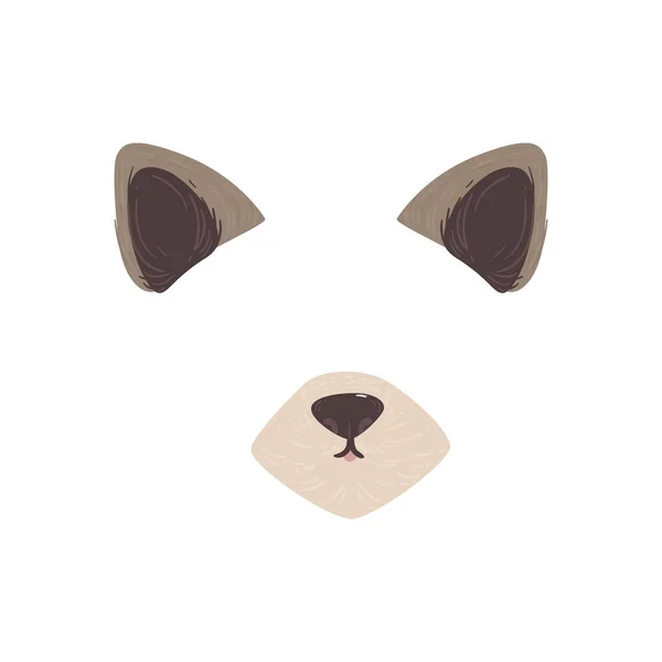 Filtre photo visage de chat gris - drôle d'effet animal de dessin animé pour l'application téléphonique — Image vectorielle