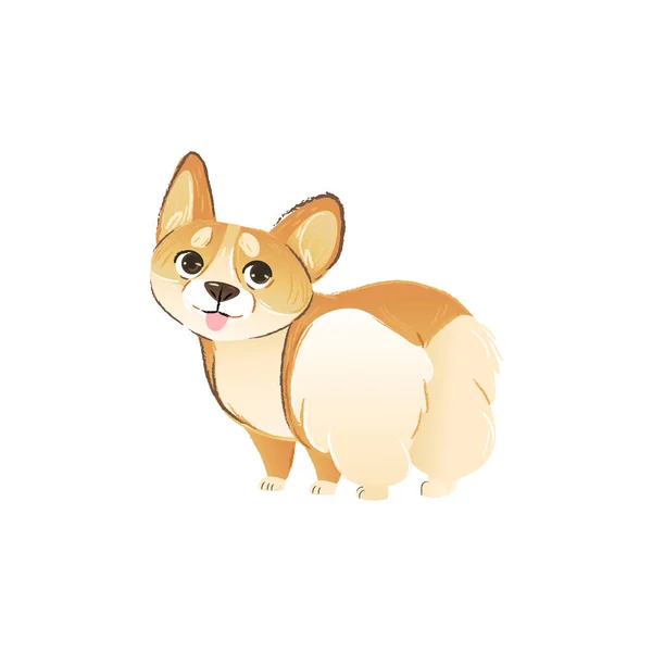 Cute Welsh corgi puppy drawing in funny pose showing his butt. — 图库矢量图片