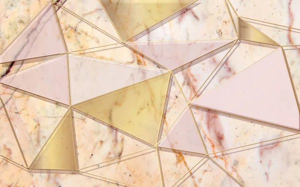 3d illustration, marble background, translucent multicolored triangles