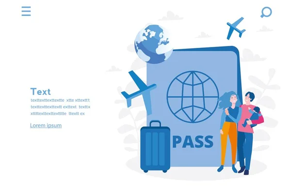 Τουρισμός Μεγάλο Διαβατήριο Επιβεβαίωση Πτήσης Ταξίδια Mobile App Vector Illustration — Διανυσματικό Αρχείο