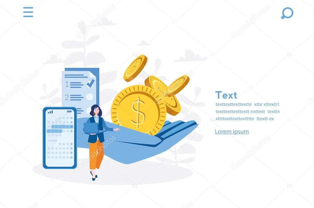 Recurring deposit. Creating investment account. Vector illustration for web banner, infographics, mobile. Regular payments, timed banking charges. 