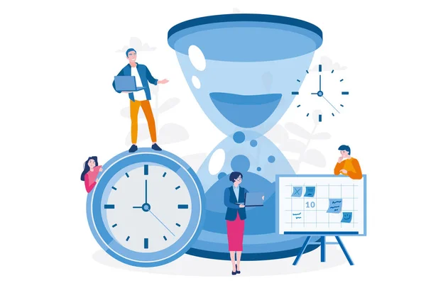 Concept Bespaart Tijd Bedrijf Management Tijdmanagement Planning Deadline Vector Illustratie — Stockvector