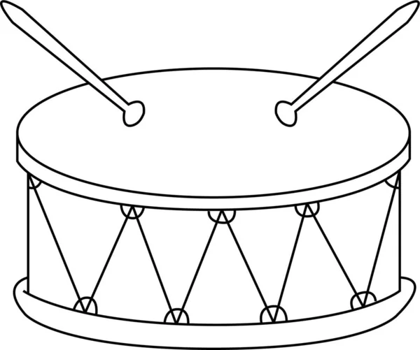 Zarys Wektora Bębna Odizolowany Szkic Anty Stres Kolorowanki Tatuaż Plakat — Wektor stockowy