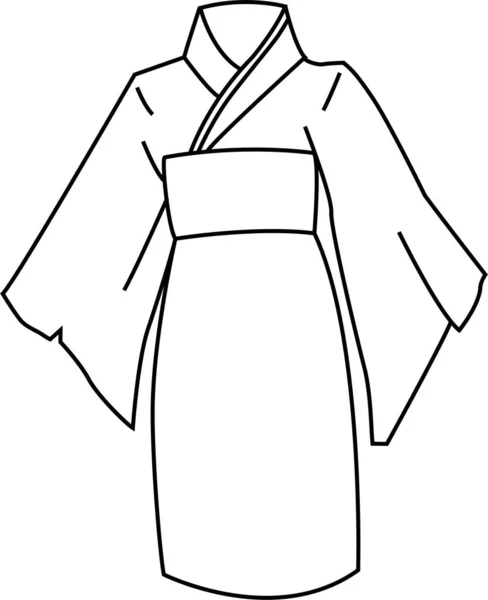 Kimono vektör taslağı. İzole edilmiş. Stres karşıtı renklendirme sayfası, dövme, poster, baskı, tişört, davetiye, kartlar, afişler, el ilanları, takvimler, vb - çizimler: