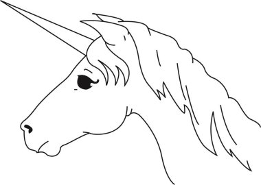 Tek boynuzlu at vektör çizgisi. İzole edilmiş. Stres karşıtı renklendirme sayfası, dövme, poster, baskı, tişört, davetiye, kartlar, afişler, el ilanları, takvimler, vb - çizimler: